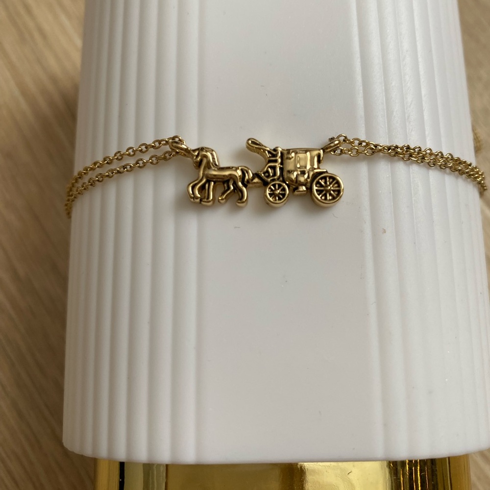 Coach Gold Horse and Carriage Necklace